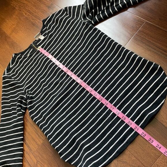 Merona | Black & White Striped 3/4 Sleeve Boatneck Top, Size Small - Picture 10 of 13